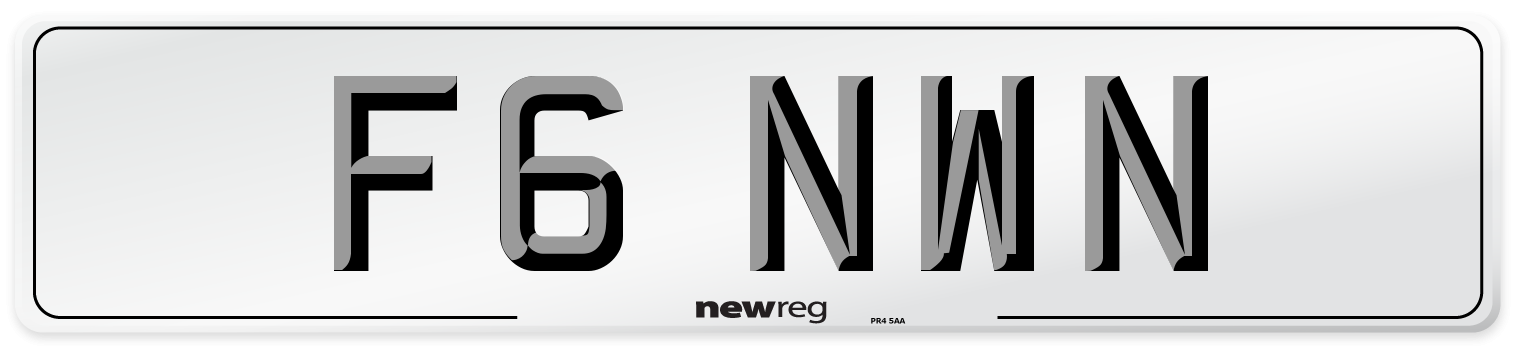 F6 NWN Number Plate from New Reg